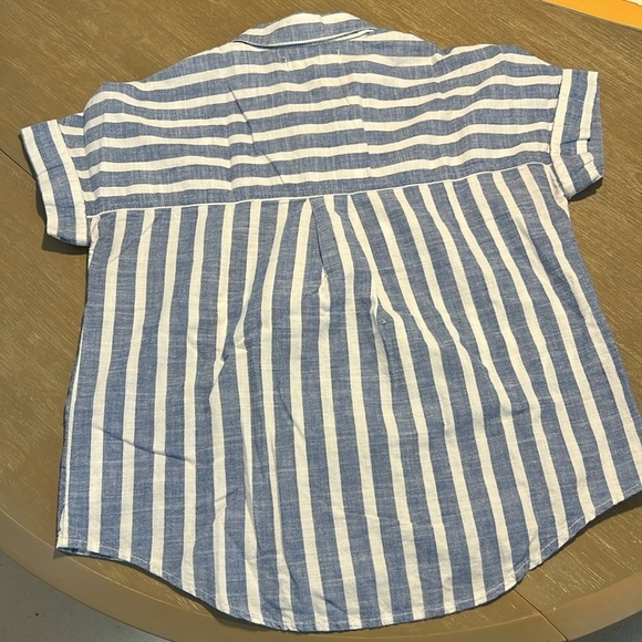 Madewell Cropped Button-Down Shirt Striped Blue​​ - Picture 4 of 4